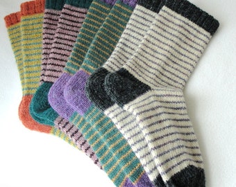 KNITTING PATTERN / Bywater Adult/Teen Socks / knit sock pattern / striped sock pattern  / Striped Adult Socks / Women socks / Men socks