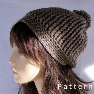 Crochet hat pattern, crochet beanie pattern, Redding Pom Pom Beanie