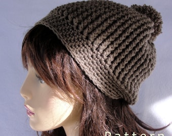 Crochet hat pattern, crochet beanie pattern, Redding Pom Pom Beanie