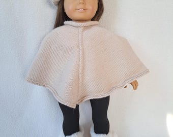 Knitting PATTERN Doll Poncho and Beret for  18 inch dolls,  doll pattern, doll poncho pattern, doll beret pattern, doll hat pattern