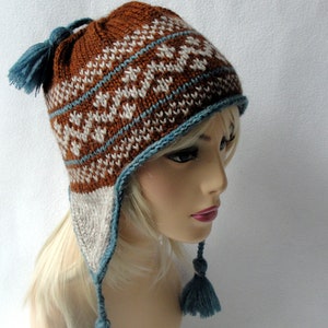 KNITTING PATTERN, Knit beanie pattern, Lamb's Ears Beanie Hat Pattern, ear flap Hat pattern, fair isle, All Sizes Toddler/Child/Adult/Teen