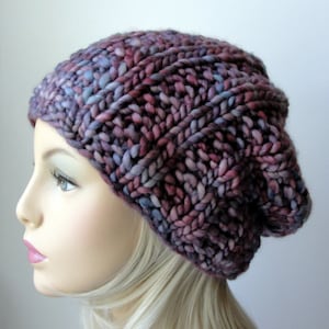 KNITTING PATTERN, Knit slouch beanie pattern, Chain Link Slouch Beanie Slouch Hat Pattern, knitting pattern, All Sizes Toddler/Child/Adult