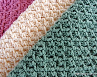 Crochet Pattern, crochet wash cloth, wash cloth pattern, dish cloth pattern Spa Luscious wash cloth face cloth sets