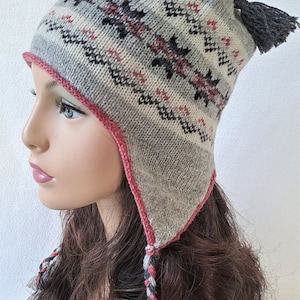 KNITTING PATTERN, Knit beanie pattern, Phiala Beanie,  Hat Pattern, ear flap pattern, fair isle, All Sizes Toddler/Child/Adult/Teen