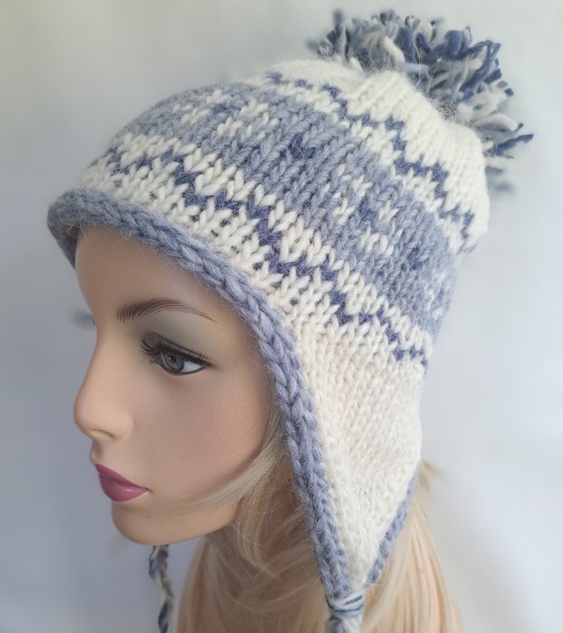 KNITTING PATTERN, Knit beanie pattern, Glynis Beanie Hat Pattern, ear flap Hat pattern, fair isle, sherpa hat, chullo hat All Sizes image 3