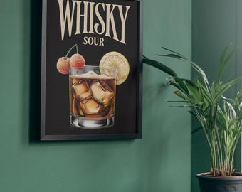 Vintage Whisky Sour Cocktail Print | Retro Bar Art (Digital Download)