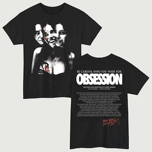 T-Shirt zum Thema „Obsession“ (Horrorfilm), Comfort Colors 1717 T-Shirt, Gothic-Grafik-T-Shirt, T-Shirt zum Thema Psychothriller, Geschenkidee für Gruselfilmfans