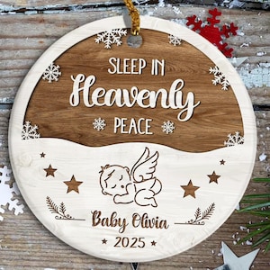 Baby Memorial Ornament, Sleep In Heavenly Peace, Personalized Angel Baby Keepsake, Infant Loss Remembrance Gift, Custom Name & Year