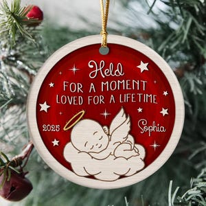 Personalized Baby Memorial Ornament • “Held For A Moment, Loved For A Lifetime” • Custom Angel Baby Keepsake • Infant Loss Remembrance Gift