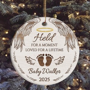 Personalized Baby Memorial Ornament, Held For A Moment, Loved For A Lifetime, Angel Wings Baby Loss Gift, Infant Remembrance Keepsake