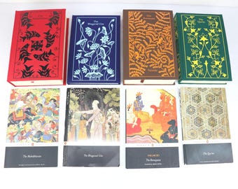 Set Of 4 Indian Style Classics Handmade Custom Clothbound Ramayana Bhahavad Gita Qur'an Mahabharata Penguin Rebound