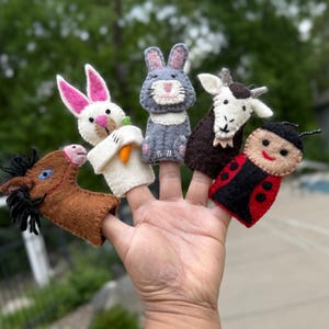 Felt Animal Finger Puppets – Handmade Wool Toys – Imaginative Play for Kids