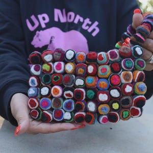 Wool Felt Rainbow Ball Multi Color Unique Messenger Bag Purse