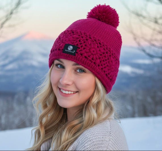 Hand Knit Wool Beanie with Fleece Lining - Winter Hat Hand-knitted Fleece Lined Wool Beanie: Soft Lambswool Winter  main image 2