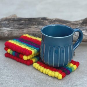 Felt Ball Tea Coasters, Drink Coasters Set, Home Decor And More