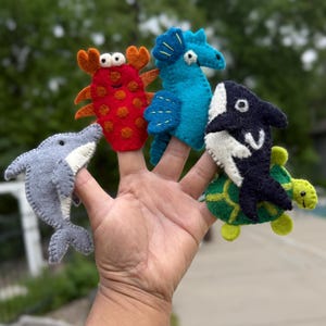 Felt Animal Finger Puppets – Handmade Wool Toys – Imaginative Play for Kids