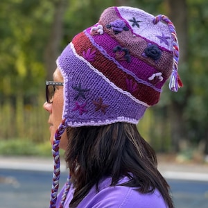 Wool Hand Knit Earflap Beanie Ski Fleeced Lining Unisex Sherpa Hat Nepal