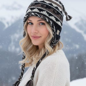 Hand Knit Wool Hat & Convertible Mittens Set: Fleece Lined, Nepal