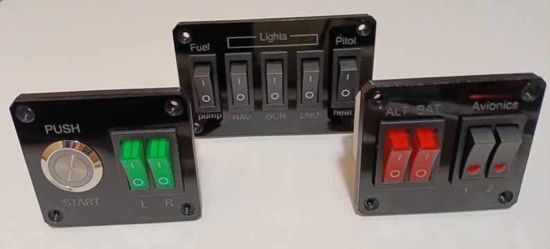Flight Simulator Panel Set – Starter, Electrical, and Lighting Controls image 2