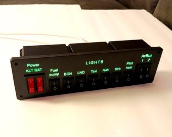 Backlit Avionics Switch Panel for Flight Simulators