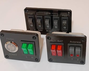 Flight Simulator Panel Set – Starter, Electrical, and Lighting Controls