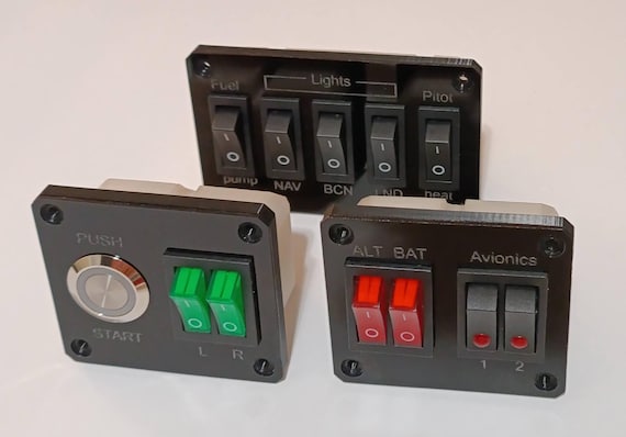 Flight Simulator Panel Set – Starter, Electrical, and Lighting Controls