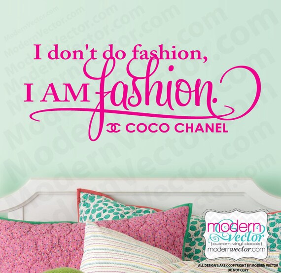 Coco Chanel Quote Vinyl Wall Decal Lettering I AM FASHION Etsy