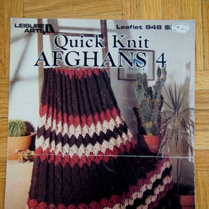 Vintage Knit Afghan Patterns Instant Download PDF Quick Knit Afghans 4, 1990 3 Knit Afghan Vintage Patterns Afghan Knitting Patterns
