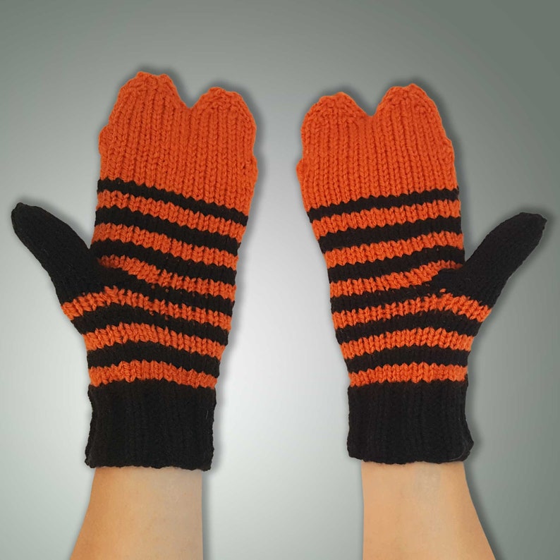Halloween Cat Mittens Orange & Black Striped Cat Mittens  image 3