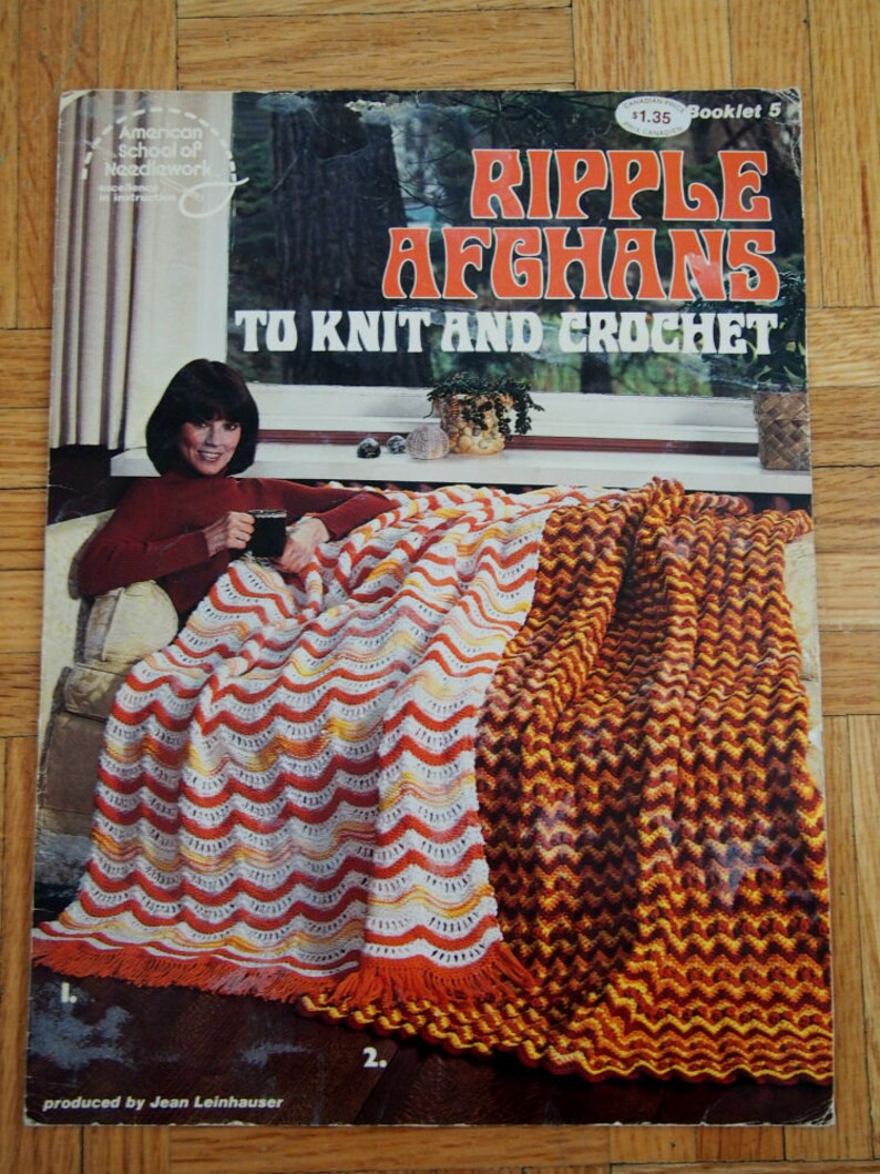 Vintage Knit Afghan Patterns Instant Download PDF Ripple Etsy