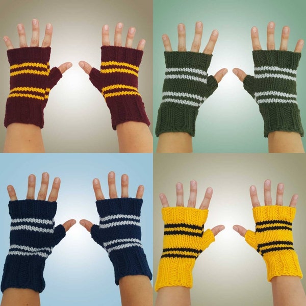 Modèle de gants sans doigts inspiré de la maison de l'assistant Téléchargement instantané de PDF Gryffondor Serpentard Serdaigle Gants de Poufsouffle Modèle de tricot