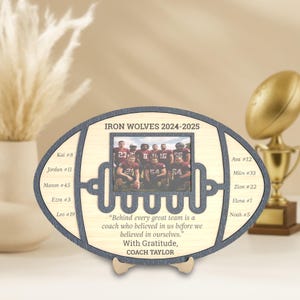 Regalos de fútbol personalizados para entrenadores, regalos de agradecimiento del equipo, regalo para el mánager, placa con marco de fotos para el hogar, regalos de fin de temporada.