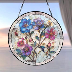 Morning Glory Stained Glass Suncatcher, Style Wall and Window Decoration, Special Gifts for Women, September Birthday Gift