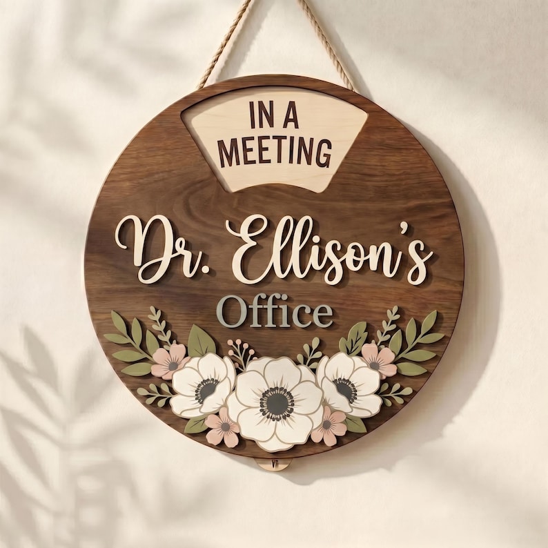 A 3d Rotation Problem Personalized White Anemone Rotating Office Door Sign 3D, Custom Work ...