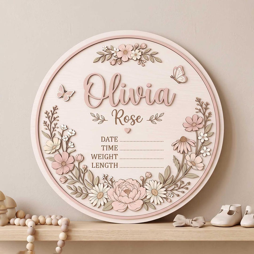 Personalized Baby Birth Stats Sign, Custom Wooden Birth Announcement ...