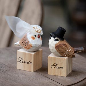 Hand-Carved Wooden Swallow Sculpture – Wedding Cake Topper, Valentines Gift, Bird Lovers Gift, Wooden Swallow Ornament, Hand-Carved Figurine
