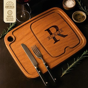 Personalized Steak Cutting Board, Custom Grill Board, Engraved Tray, Father's Day or Birthday Gift for Dad, Mom, Husband or Wife