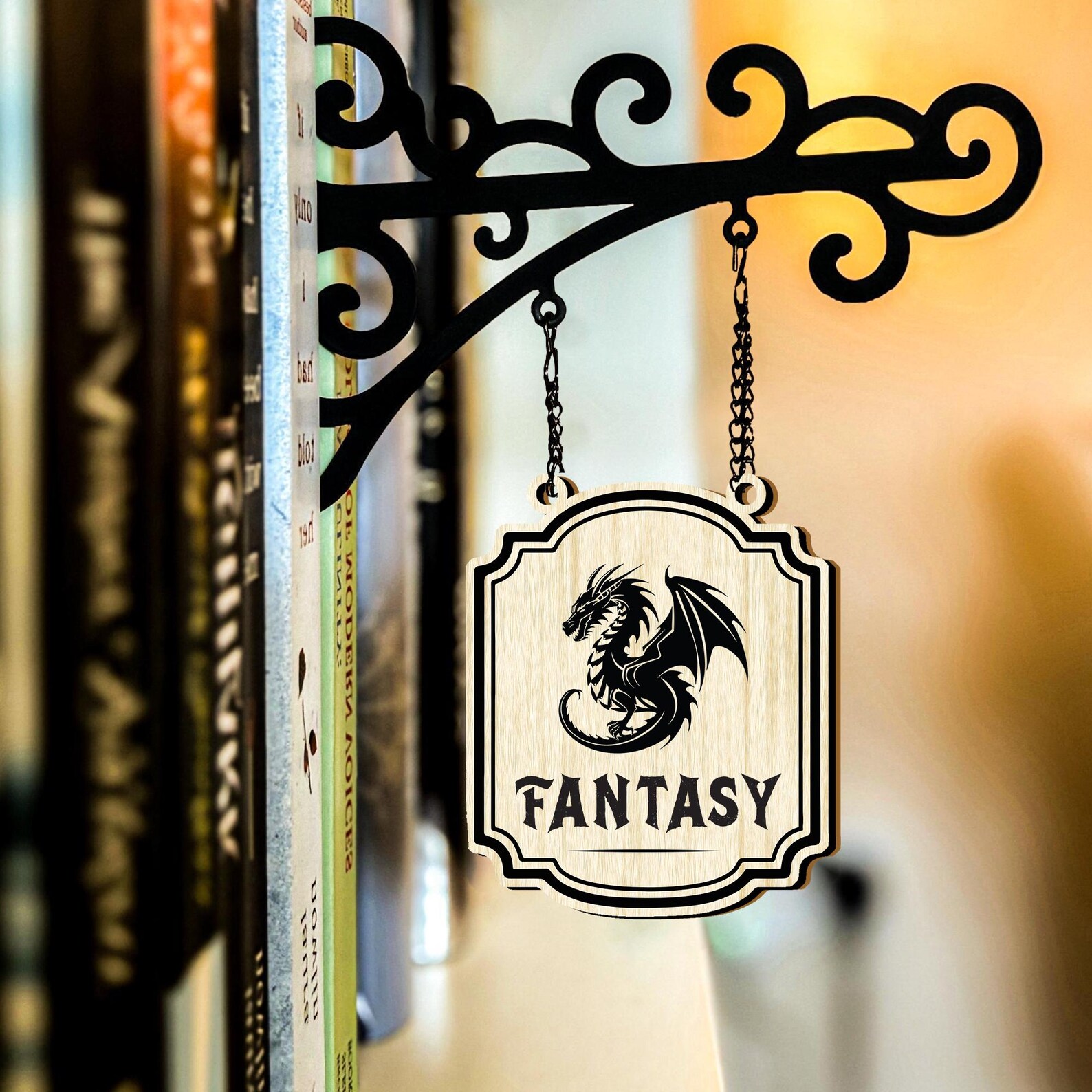 Arsey Book Nook Tavern Signs, Dark Romance Gothic Hanging Sign With Metal Bracket, Black