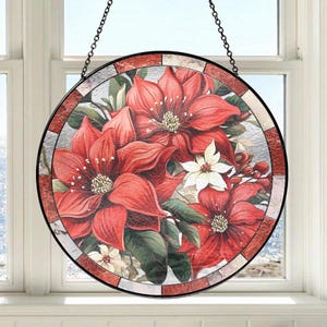 Weihnachtsstern Glasmalerei Suncatcher, Stil Wand und Fensterdekoration, besondere Geschenke für Frauen, Weihnachtsgeschenk, Dezember Geburtstagsgeschenk