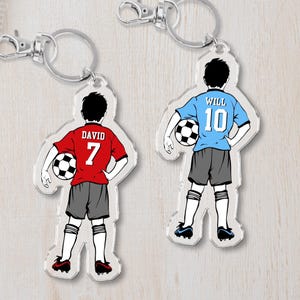 Personalisierter Fußball-Taschenanhänger, benutzerdefinierter Namensschlüsselbund, Sportanhänger für Kinder, Ende der Saison oder Teamgeschenk für Fußballspieler (Fußballfans)