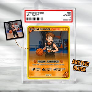 Personalized Basketball Card, Anime Photo Gift, Father&#39;s Day Gift, Gift from Kid, Student Basketball Gift, Gift for Sports, Gift for Dad