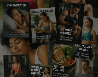 Health Fitness Infographics Bundle – 10 Printable Digital PDFs – Wellness & Workout Guide – Instant Download