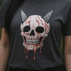 Skull Ice Cream Drip Shirt, Melting Horror Skull with Waffle Cone Horns, Gothic Unisex T-Shirt, Creepy Halloween Streetwear Tee