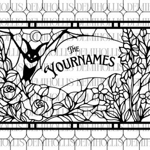 Bat Faux Stained Glass Wedding Sign
