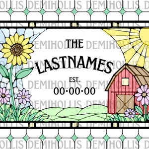 Country Style Faux Stained Glass Wedding Sign Template