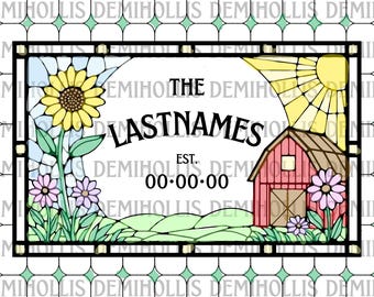 Country Style Faux Stained Glass Wedding Sign Template