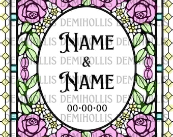 Rose Faux Stained Glass Sign Template