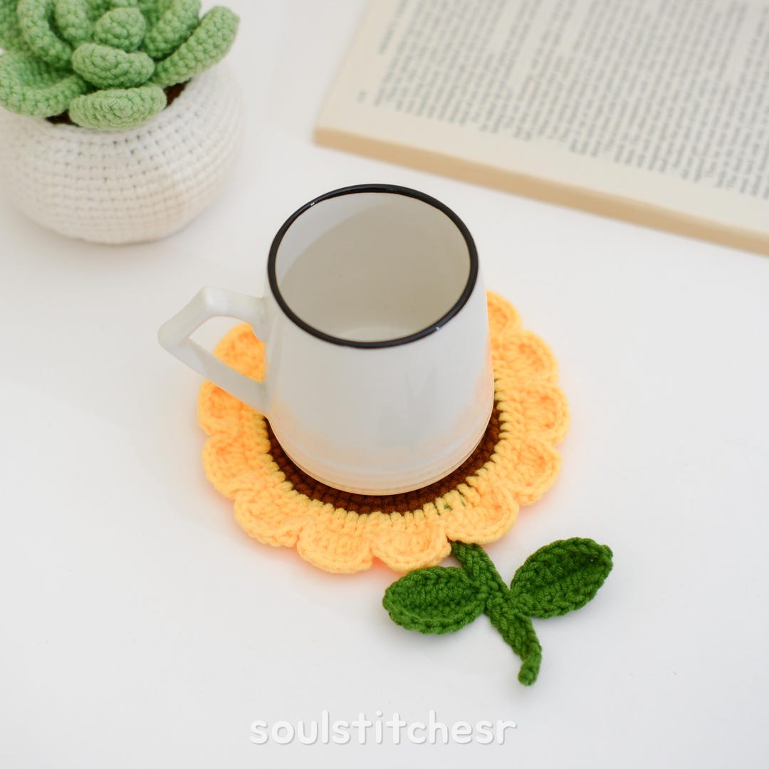 Crochet Pattern Sunflower Coaster - Cute Flower Coaster PDF Tutorial ...