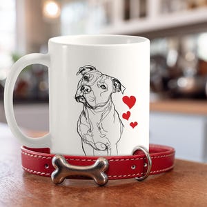 Pit Bull Line Art Mug, Pitbull Dog Coffee Mugs, Dog Mom Dog Dad Coffee Mug, Heart Mug, Pit Bull Mom Gifts Cup Mug, Pit Bull Lover Mug