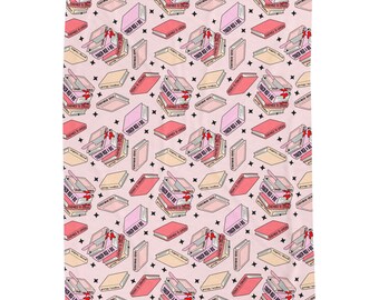 Book Trope Cute Velvet Plush Blanket, Cozy Soft Throw, Girly Blanket for Bedroom, Ideal Gift for Her, Nap Blanket, Pastel Decor